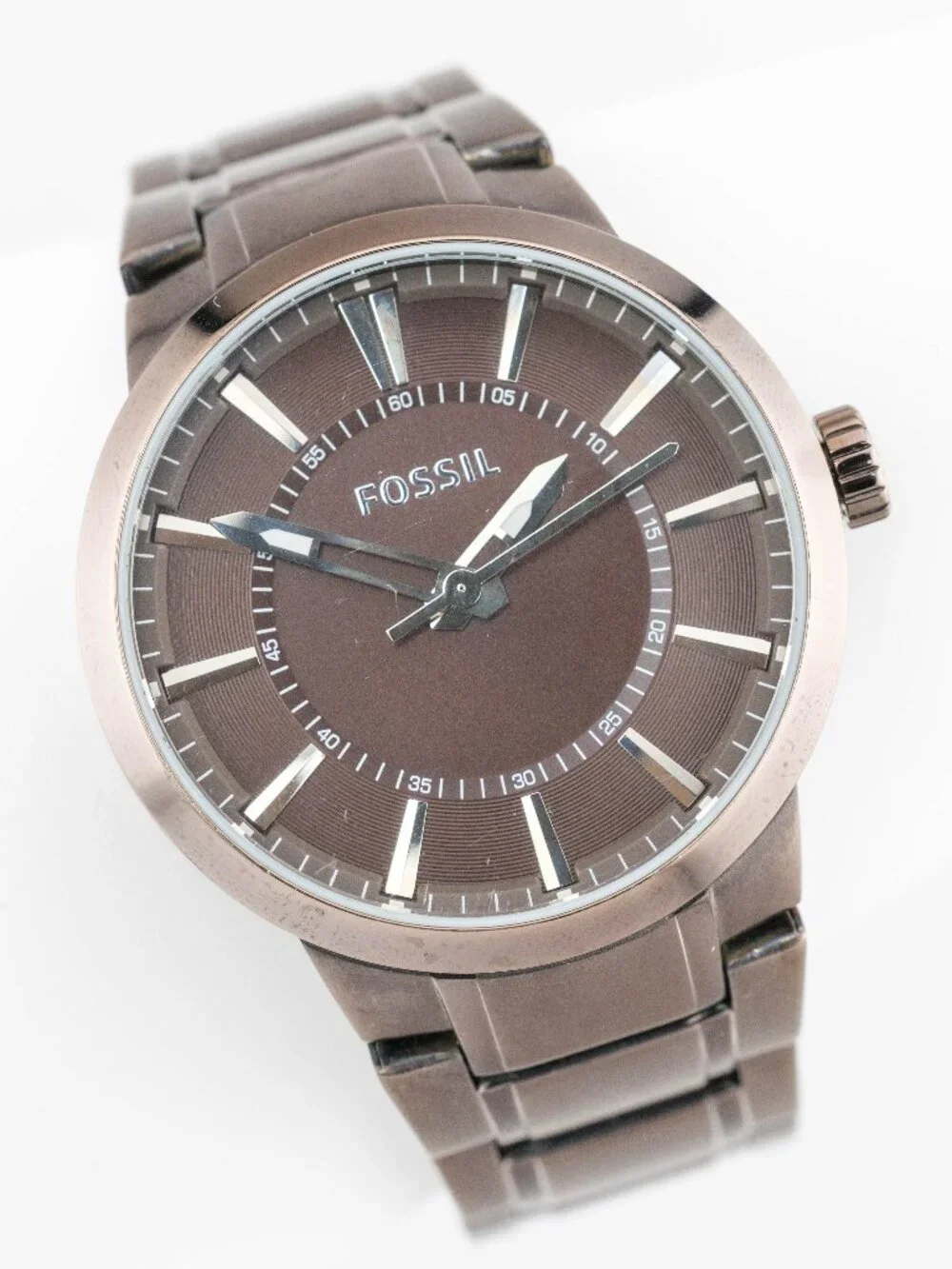Fossil FS4573 Brown Stainless Steel Quartz Analog Men's Watch New Battery